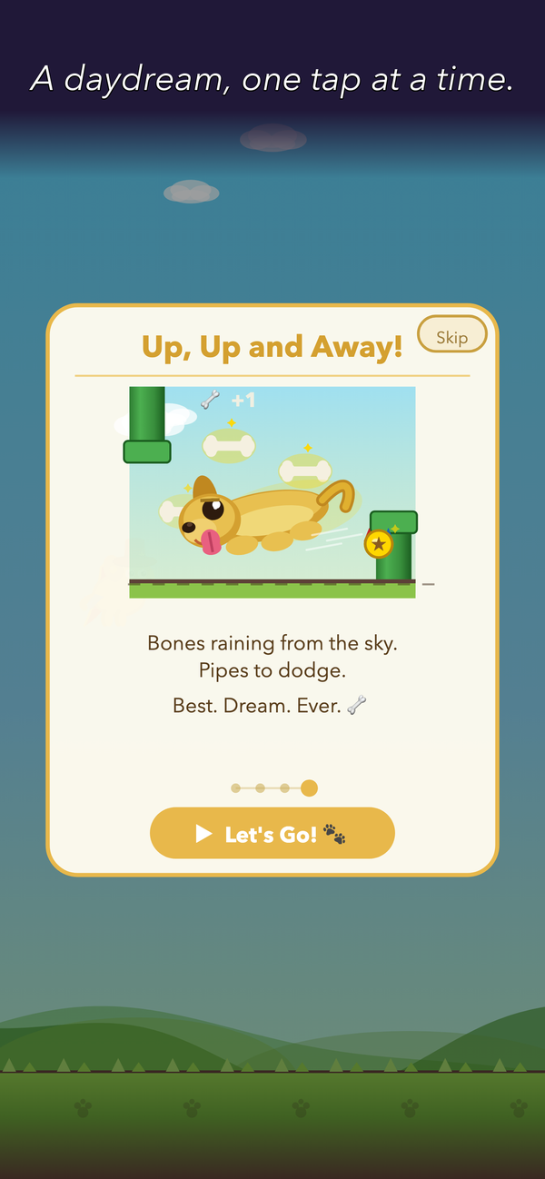Daydream Retriever — Title menu with retriever mascot illustration